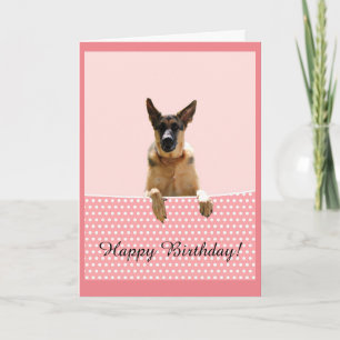 Cartão Cão Pastor Alemão Feliz Aniversário Pontos Polca R