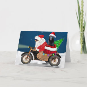 Cartão Cão Pastor Alemão Preto Natal Papai Noel