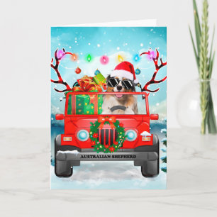Cartão Cão pastor australiano com presentes de Natal