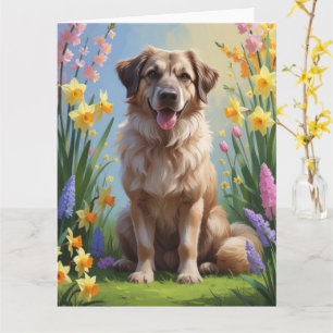 Cartão Cão Pastor da Anatólia Pintura de Flores de Primav