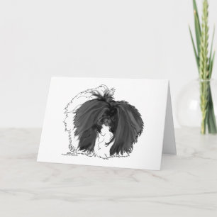 Cartão Cão Pequinês Preto e Branco