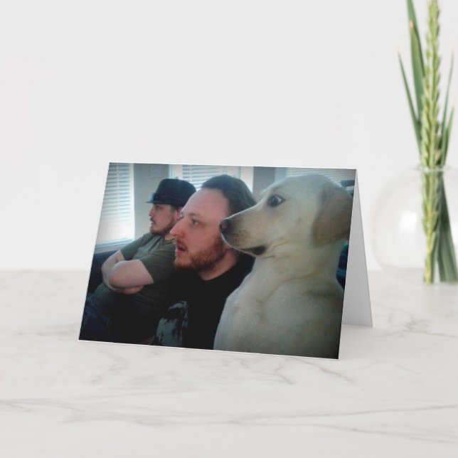 Cartão Cão que olha com amigos (Frente)