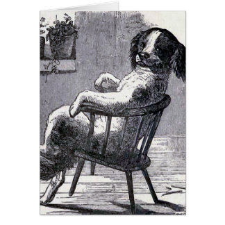 Cartão "Cão que senta-se ilustração de uma cadeira"