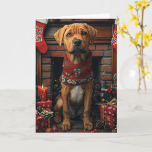 Cartão Cão Rhodesian Ridgeback Com Presentes de Natal 