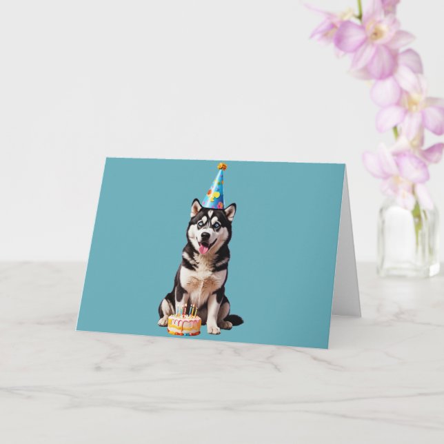 Cartão Cão Rouco de Aniversário (Orquídea)