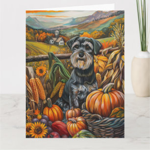 Cartão Cão Schnauzer Colheita de Outono Dia de Ação de Gr