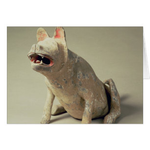 Cartão Cão sentado em cerâmica chinesa primitiva, tumba