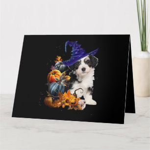 Cartão Cão Shih Tzu Bruxa e Abóboras Halloween Dia de Açã