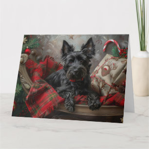 Cartão Cão Terrier Escocês Natal Festivo