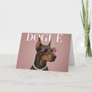 Cartão Capa de Cachorra Doberman Rosa