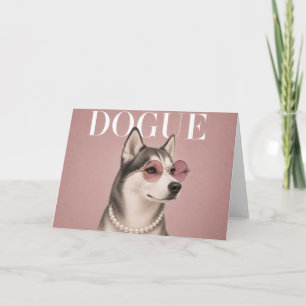 Cartão Capa de Cachorro Husky Siberiano Rosa