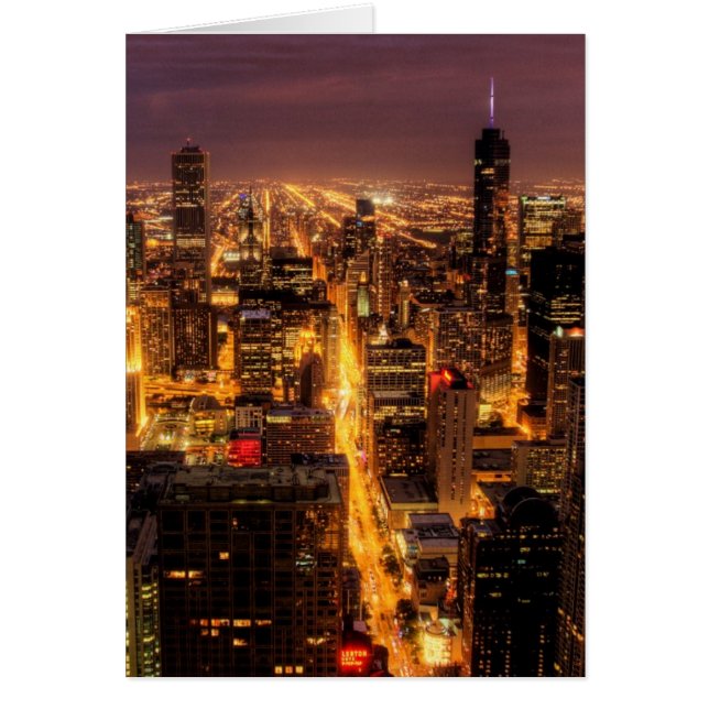 Cartão Capa de cidade noturna de Chicago (Frente)