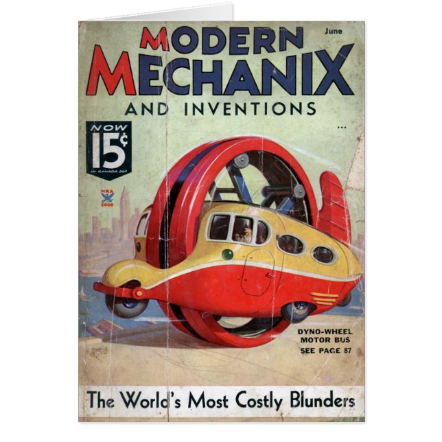 Cartão Capa de revista moderna de Mechanix (Frente)