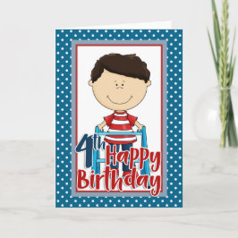 Cartão Capable Boy with Walker - Feliz 4º aniversário