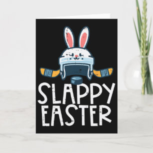 Cartão Capacete de hóquei no gelo Slappy Easter Bunny Hom