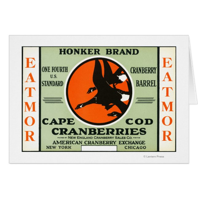 Cartão Cape Cod Honker Eatmor Cranberry Marca Rótulo (Frente Horizontal)