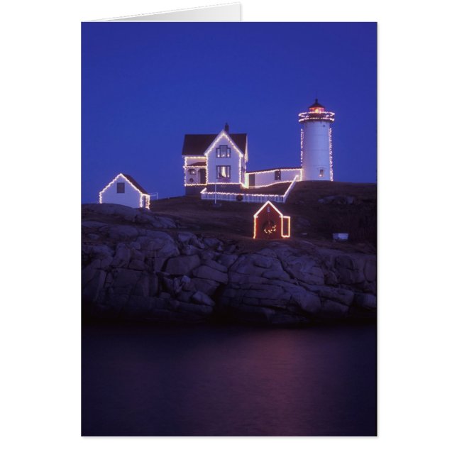Cartão Cape Neddick Nubble Lighthouse Maine (Frente)