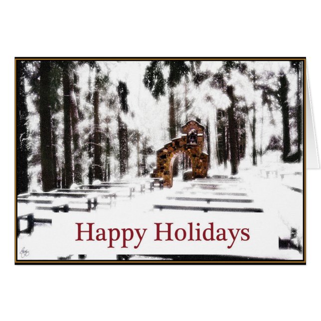 Cartão Capela da Floresta em Feriados Felizes Neves (Frente Horizontal)