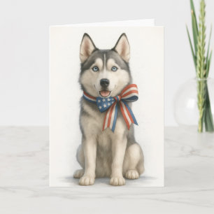 Cartão Capinha de Laptop Patriótica Siberian Husky