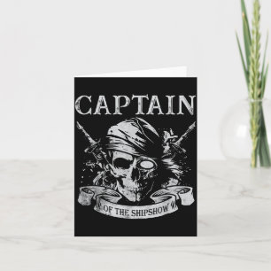 Cartão Capitão do navio mostra capitão de pirata engraçad