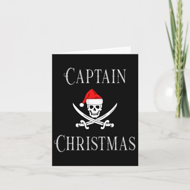 Cartão Capitão Feriado Natal Pirata Skull Santa Hat B (Frente)