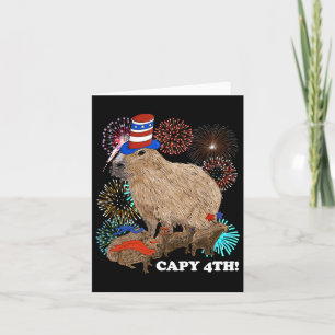 Cartão Capivara 4 de Julho Patriótico Fogos de Artifício