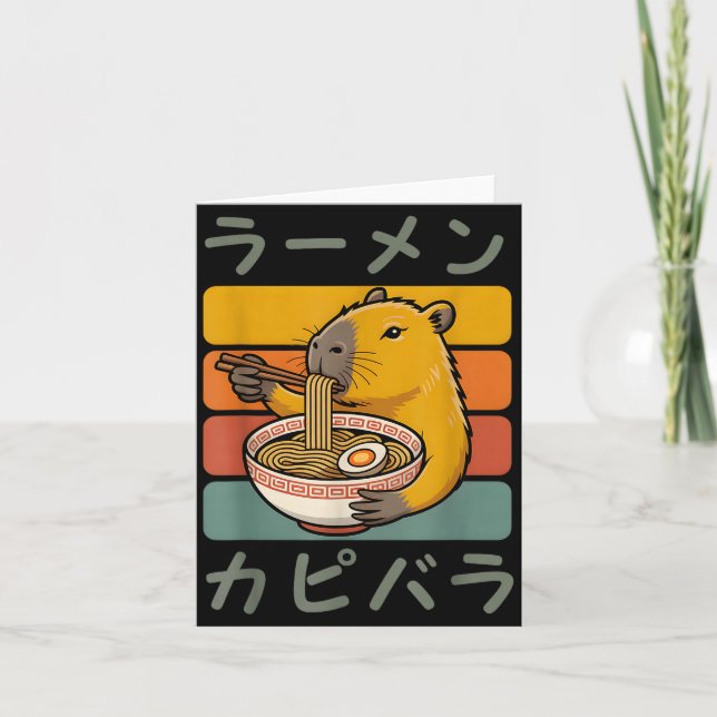 Cartão Capivara Anime Gráfico Ramen Kawaii Japonês Vinta (Frente)