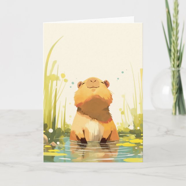 Cartão Capivara Aproveitando a Água (Frente)