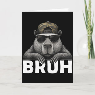 Cartão Capivara de Meme Gráfico Engraçado Bruh Para Menin