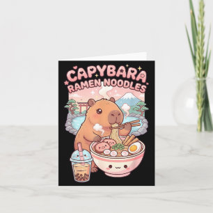 Cartão Capivara Engraçada Comendo Macarrão Ramen Kawaii