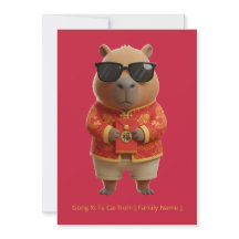 Capivara Fofa Ano Novo Chinês Vermelho Dourado Per