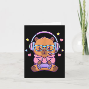 Cartão Capivara gamer engraçado fofo kawaii meninos