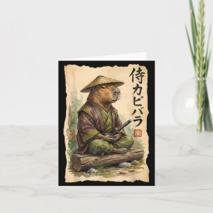 Cartão Capivara Samurai Arte Japonesa Gráfico Vintage Eng