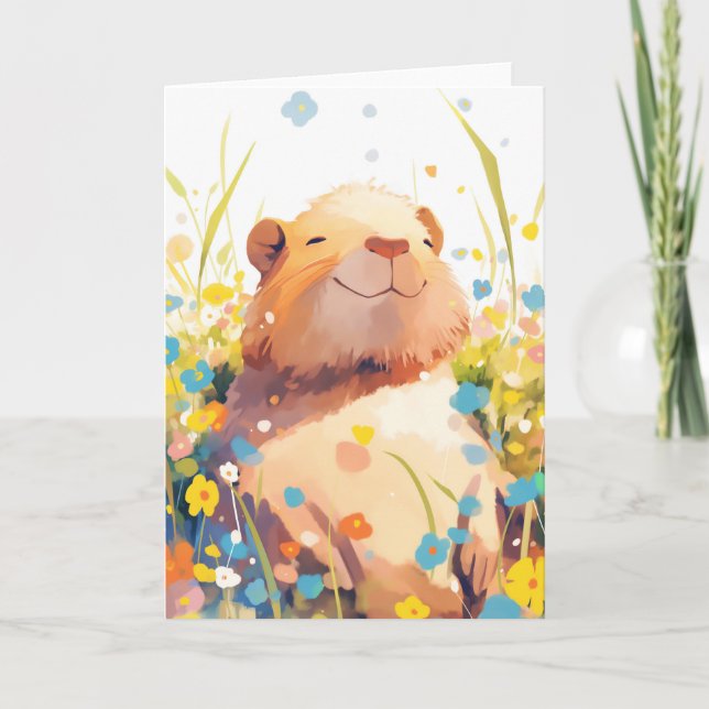 Cartão Capivara Soneca Gramada (Frente)