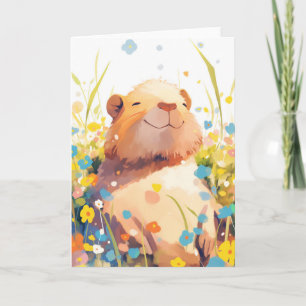 Cartão Capivara Soneca Gramada