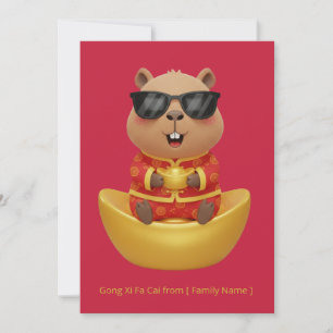 Cartão Capivara Yuanbao de Ano Novo Chinês Prosperidade