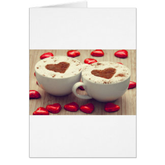 Cartão Cappuccino ama Corações de Chocolate