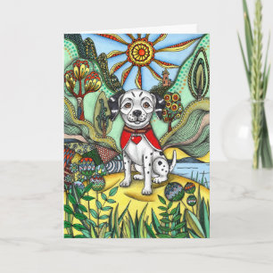 Cartão Caprichoso Zentangle Cachorro Manchado e Arte do S