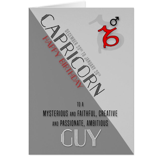 Cartão Capricorn Birthday para Ele Dez 23 a Jan 20 (Frente)