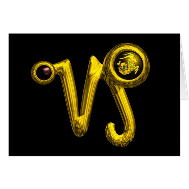 Cartão CAPRICORN Dourado Zodiac Birthday Jewel (Frente Horizontal)