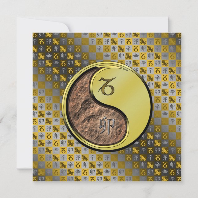 Cartão Capricórnio e Coelho Metálico (Frente)