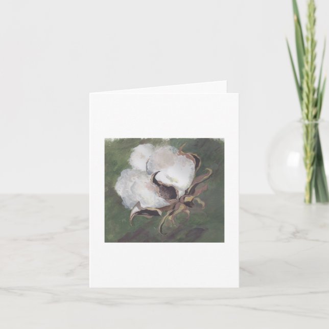 Cartão cápsula do algodão com fundo verde (Frente)