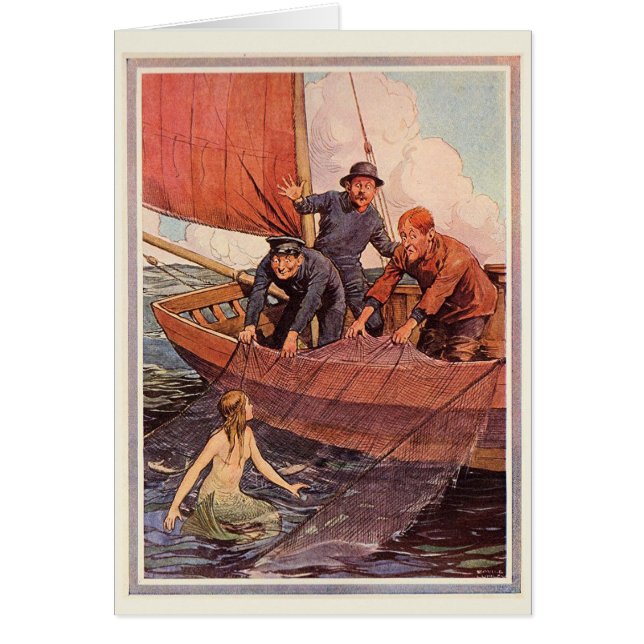 Cartão Captura da sereia dos marinheiros do vintage (Frente)