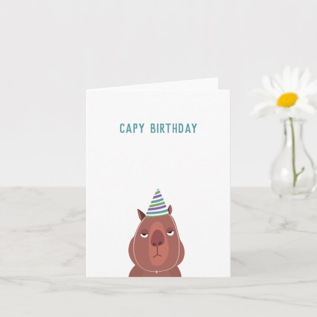 Cartão "Capy Birthday" Chapéu do Partido Capybara | DENTR (Planta pequena)