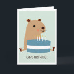 Cartão Capy Birthday Funny Punny Capybara e Cake<br><div class="desc">Capy Birthday Funny Punny Capybara e Cartão de Bolo</div>