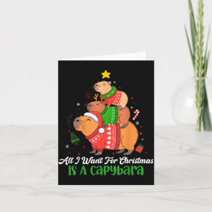 Cartão Capy Natal Fofo Capivara Árvore de Natal Pjs Anima