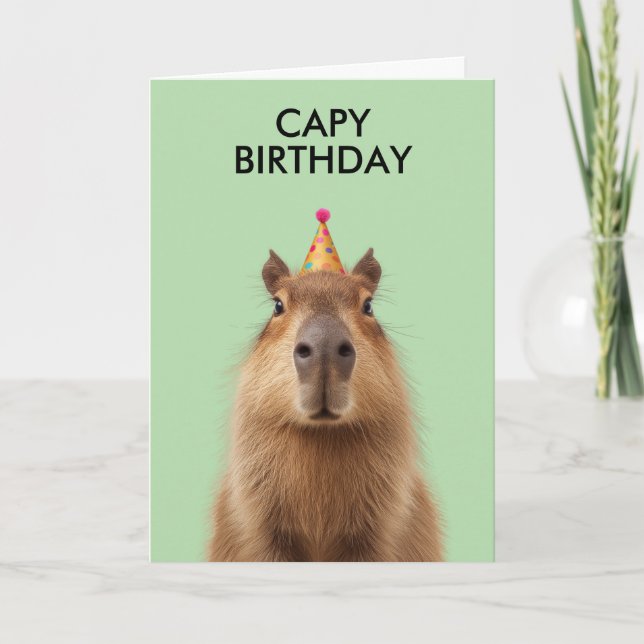 Cartão Capybara Birthday Celebration (Frente)