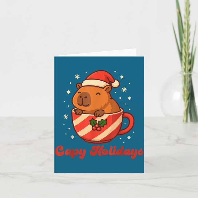 Cartão Capybara Christmas Shirt, Funny Capy Holidays  (Frente)