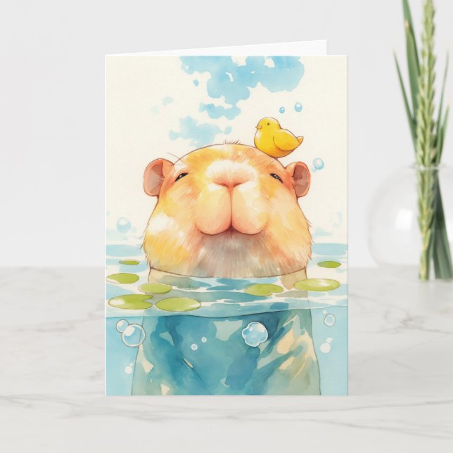 Cartão Capybara e Bird Friend (Frente)