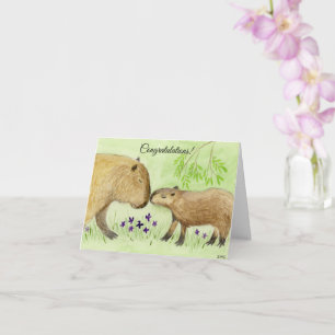 Cartão Capybara Mãe e Bebê